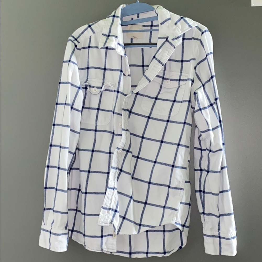 American Eagle Blue/White Plaid Flannel